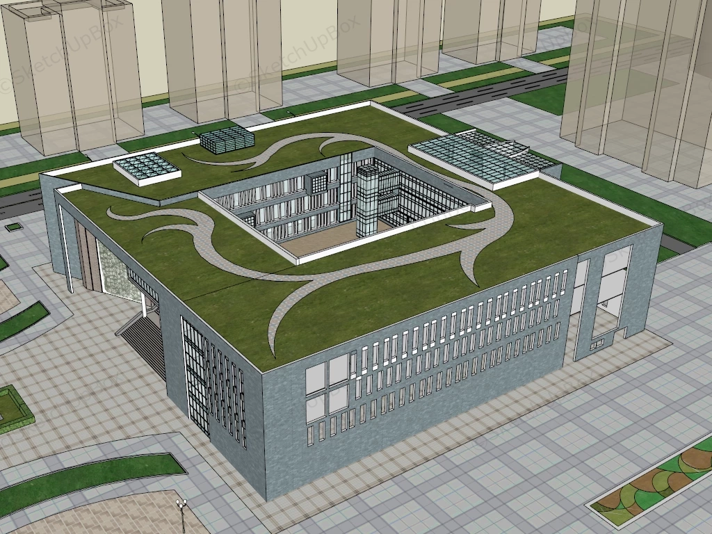 Library Of Ocean University sketchup model preview - SketchupBox