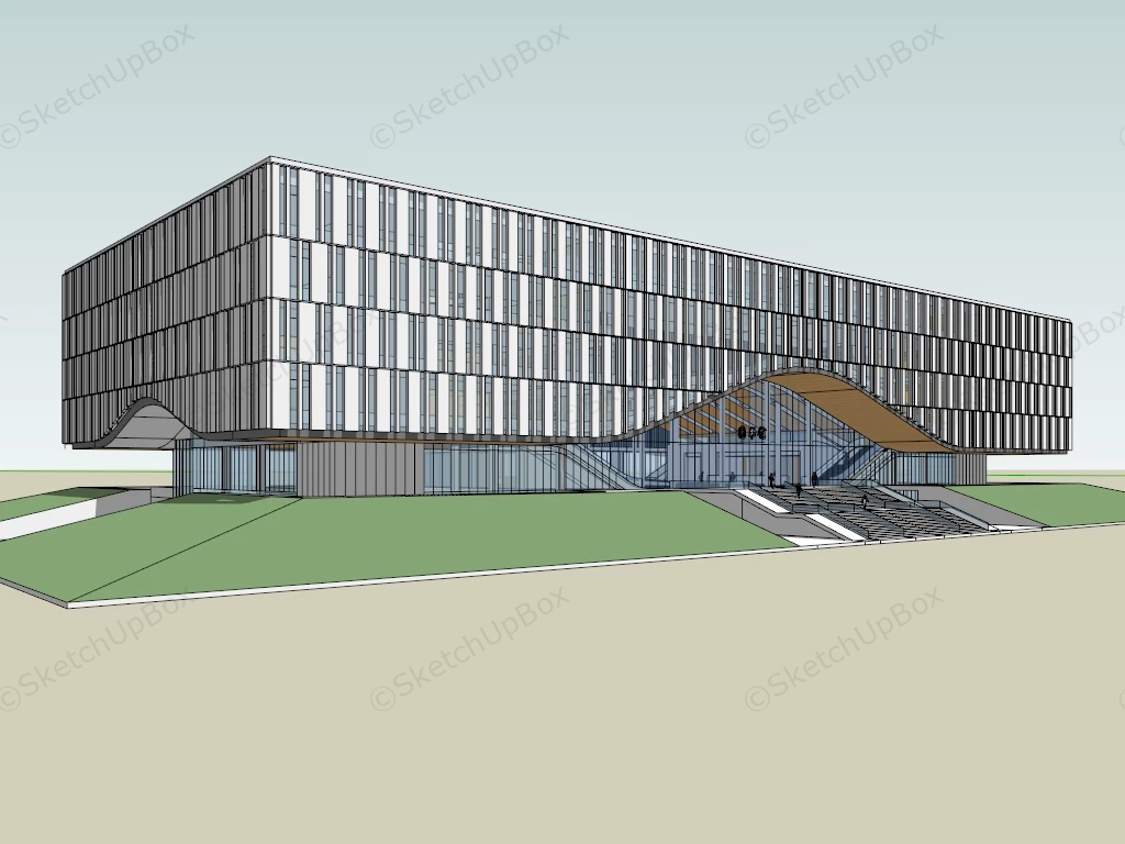 Modern Library Building Design sketchup model preview - SketchupBox