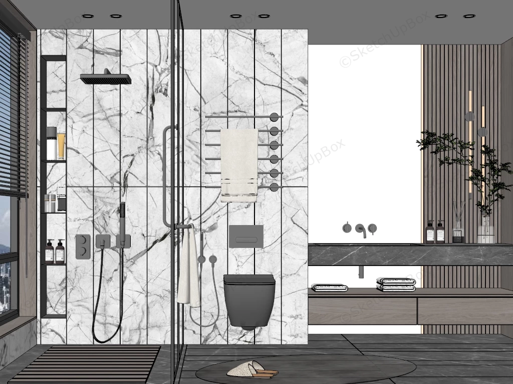 White Marble Bathroom Ideas sketchup model preview - SketchupBox