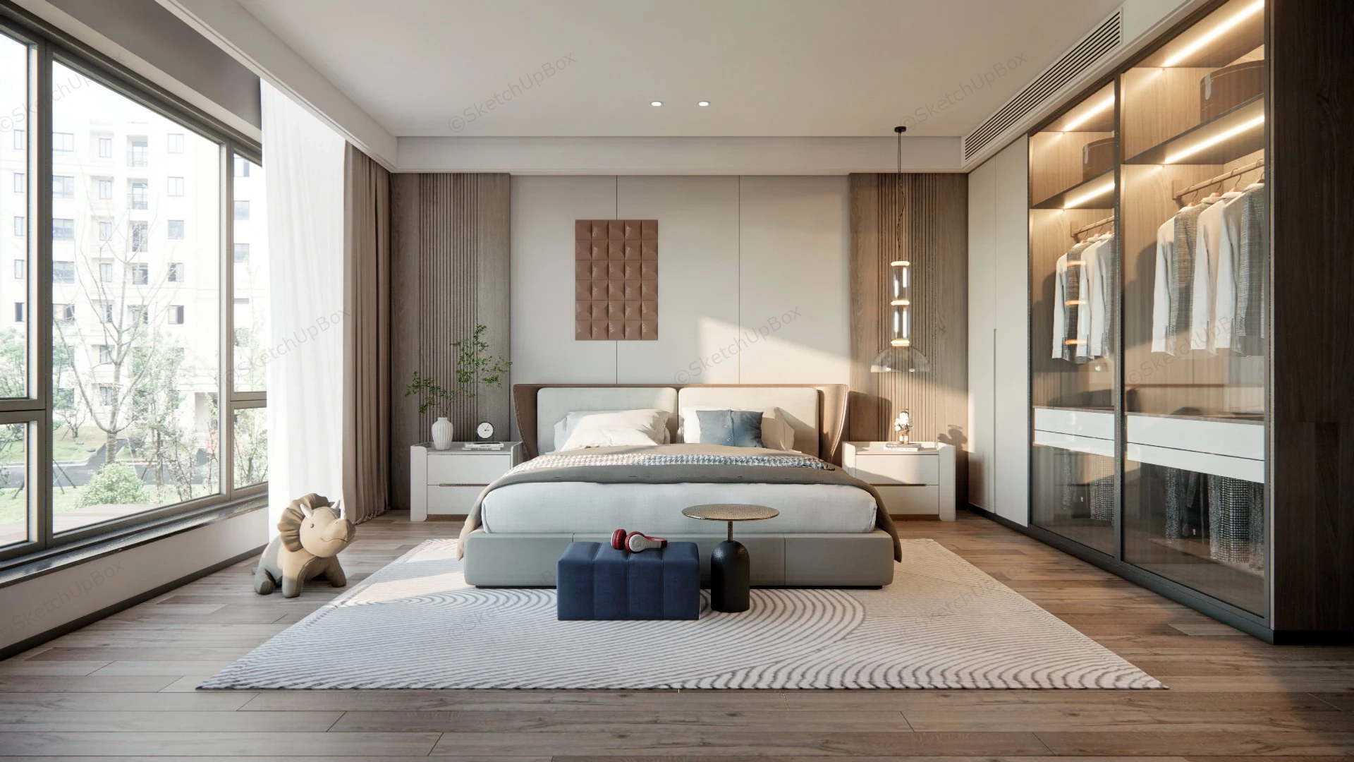 Elegant Modern Bedroom Ideas sketchup model preview - SketchupBox