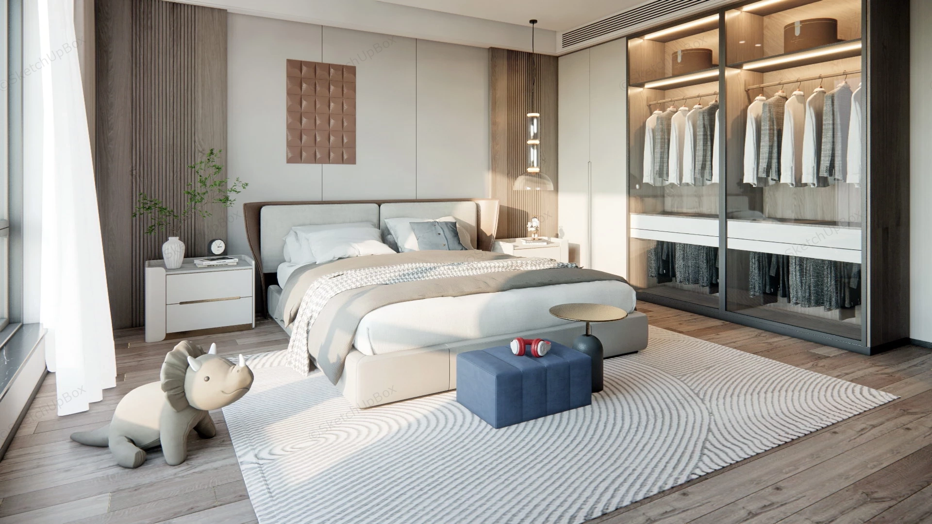 Elegant Modern Bedroom Ideas sketchup model preview - SketchupBox