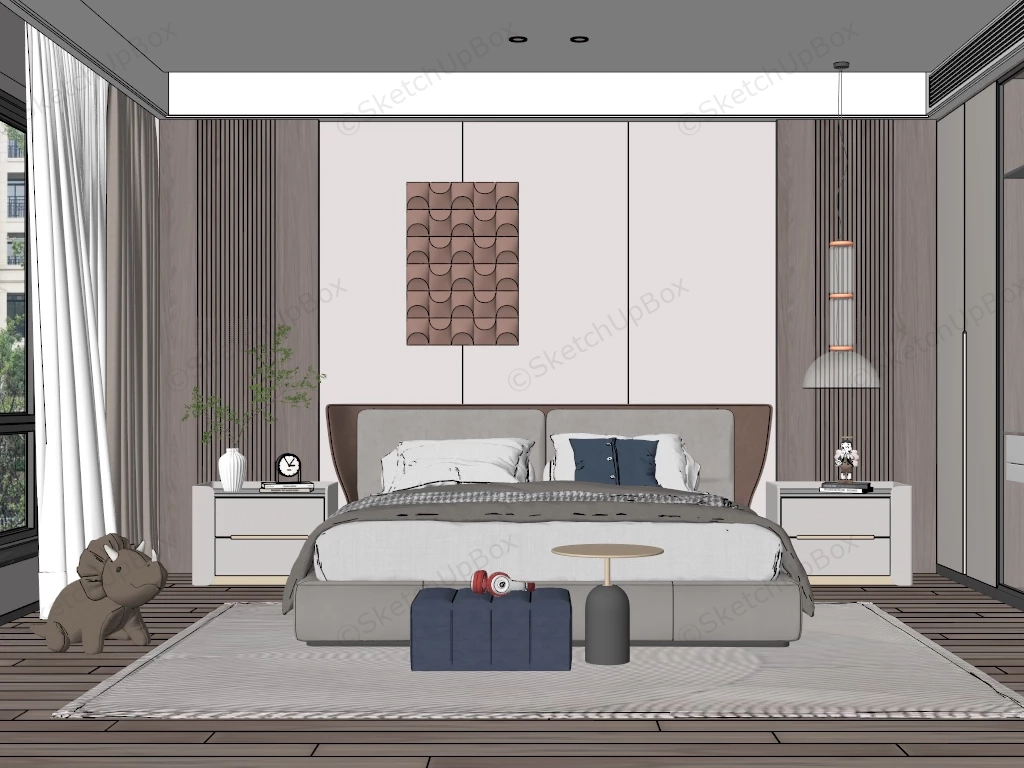 Elegant Modern Bedroom Ideas sketchup model preview - SketchupBox