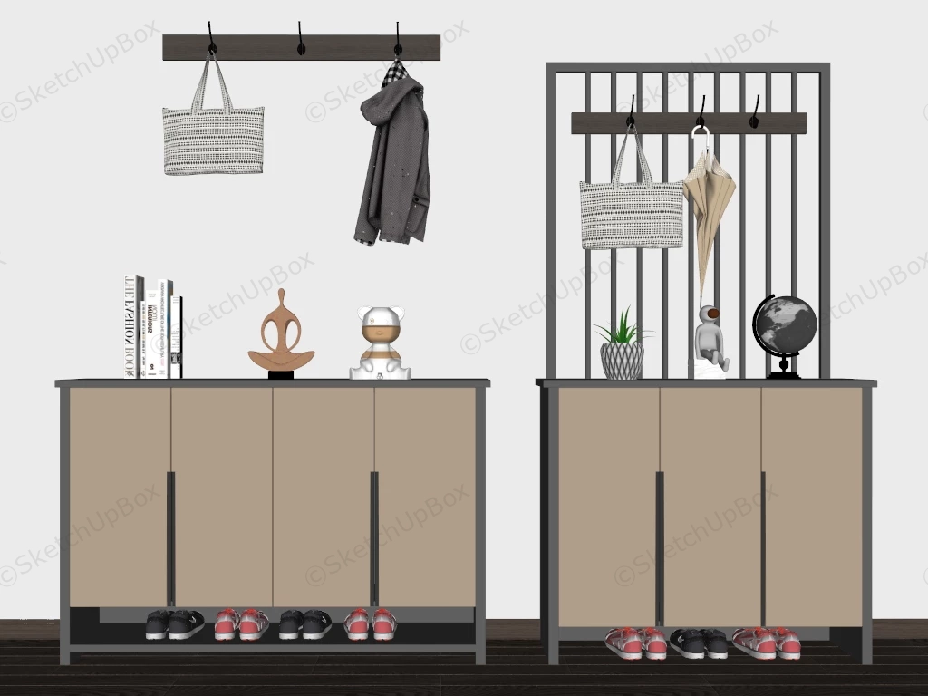 Entryway Shoe Storage Ideas sketchup model preview - SketchupBox