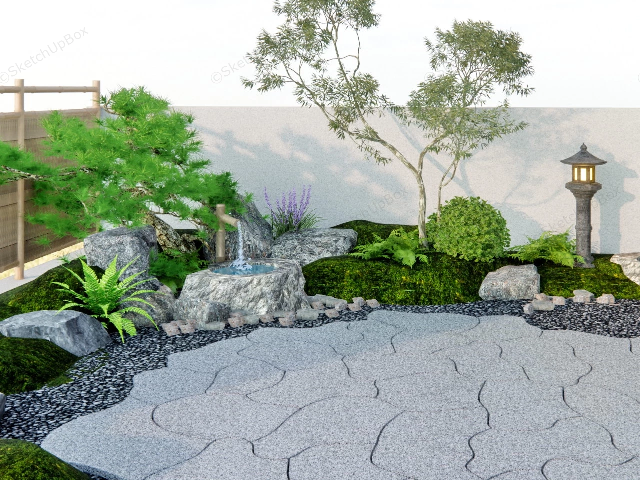 Small Backyard Zen Garden Ideas sketchup model preview - SketchupBox