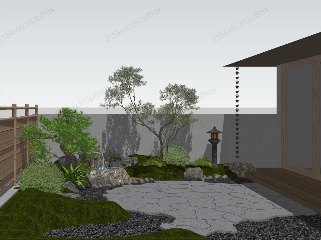 Small Backyard Zen Garden Ideas sketchup model preview - SketchupBox