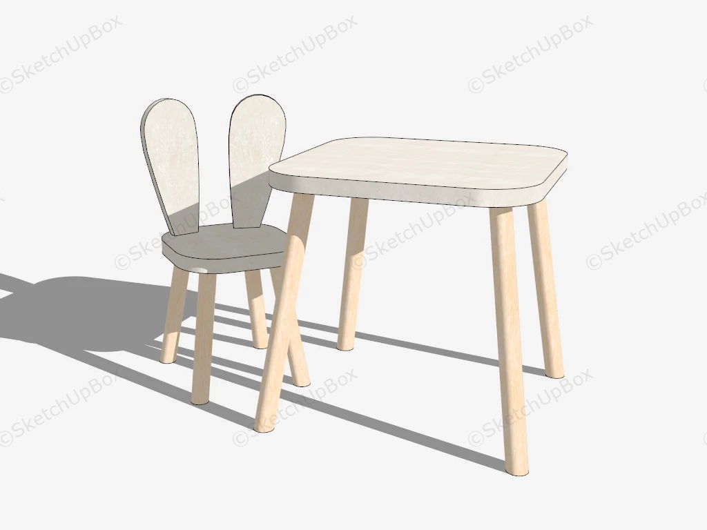 Kids Table And Chair Set sketchup model preview - SketchupBox