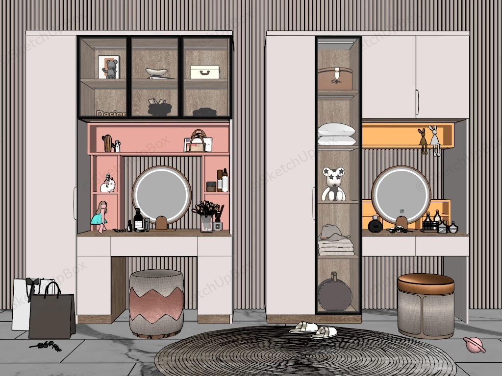 Makeup Vanity Set Design sketchup model preview - SketchupBox