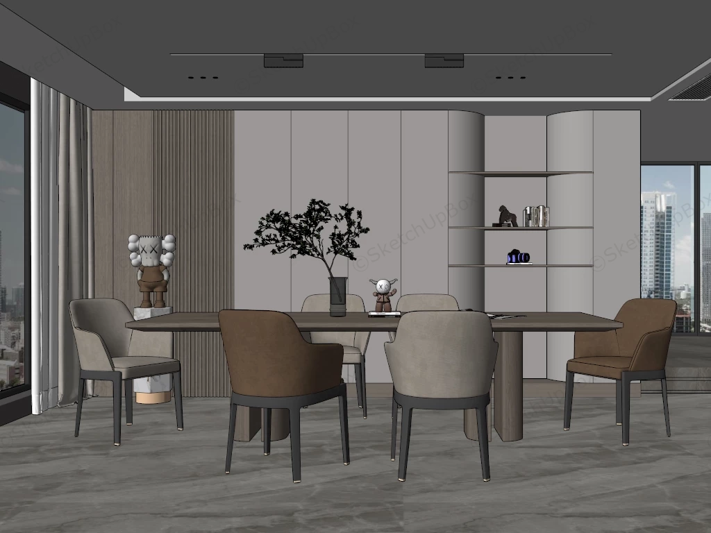 Modern Cozy Dining Room Ideas sketchup model preview - SketchupBox