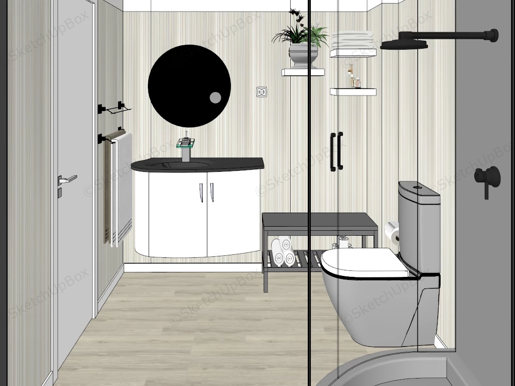 Tiny Bathroom Design Ideas sketchup model preview - SketchupBox