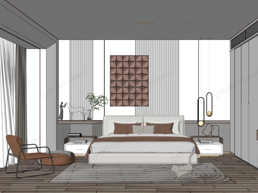 Master Bedroom With Accent Wall Ideas sketchup model preview - SketchupBox