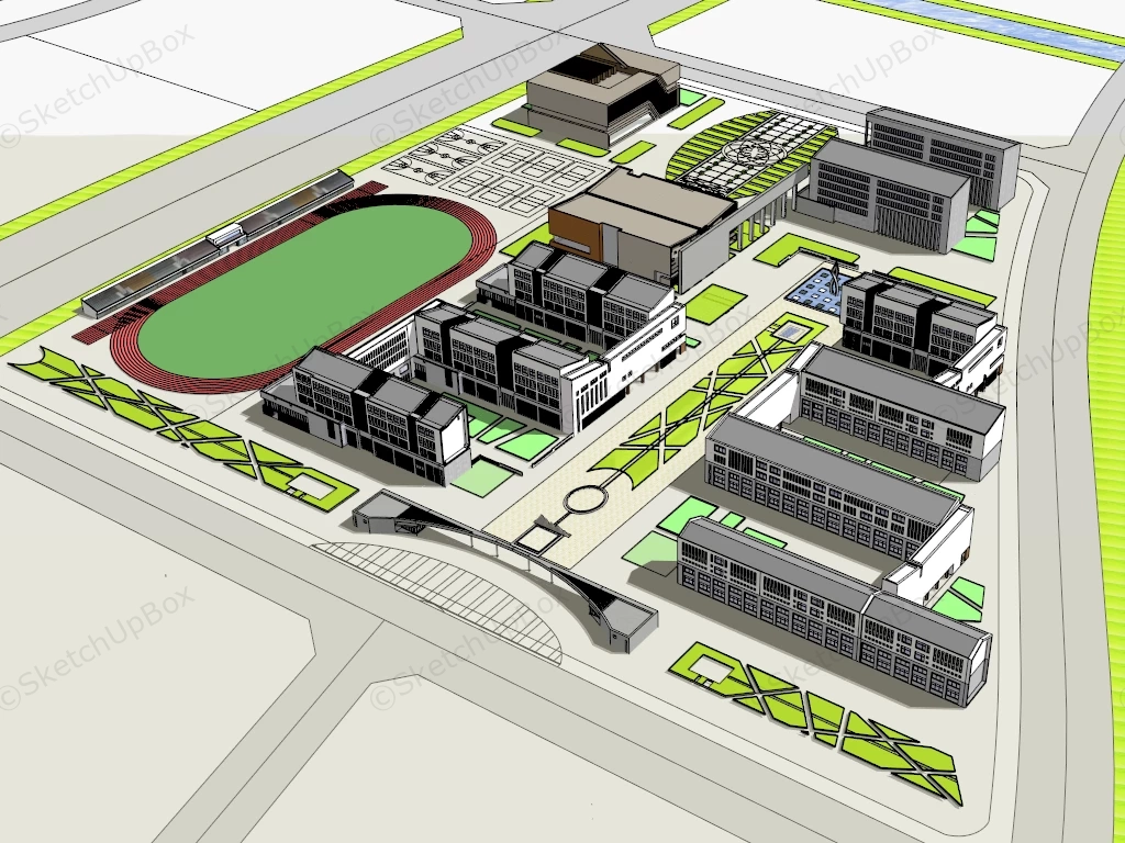 High School Architecture Plan sketchup model preview - SketchupBox