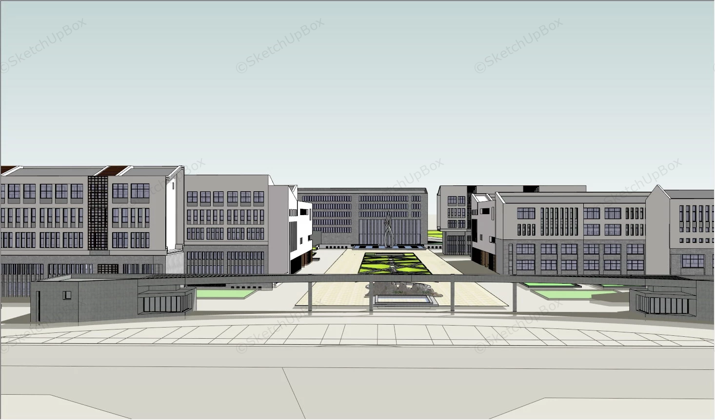 High School Architecture Plan sketchup model preview - SketchupBox