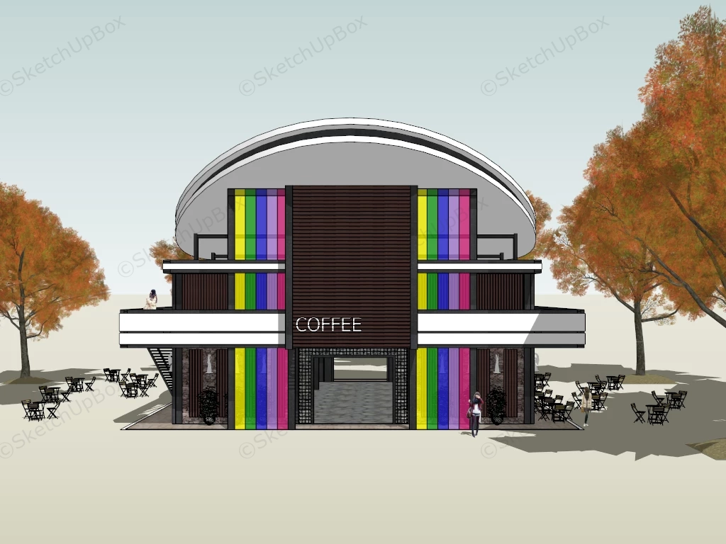 Coffee Shop Exterior Design sketchup model preview - SketchupBox