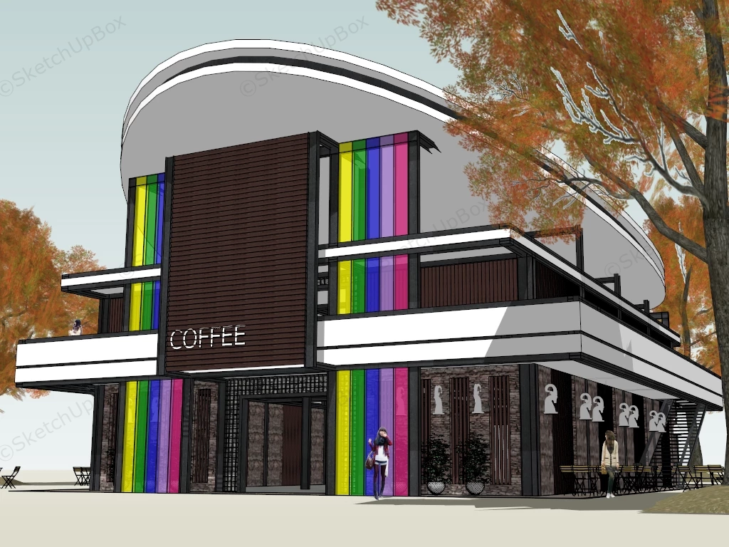 Coffee Shop Exterior Design sketchup model preview - SketchupBox