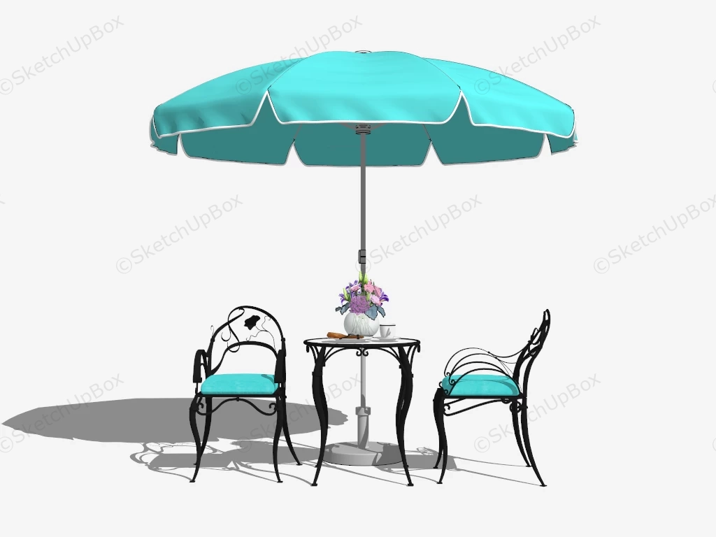 Wrought Iron Patio Set With Umbrella sketchup model preview - SketchupBox