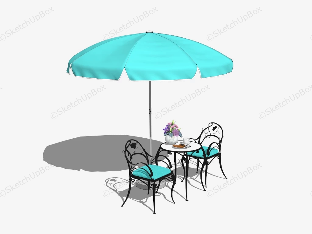 Wrought Iron Patio Set With Umbrella sketchup model preview - SketchupBox