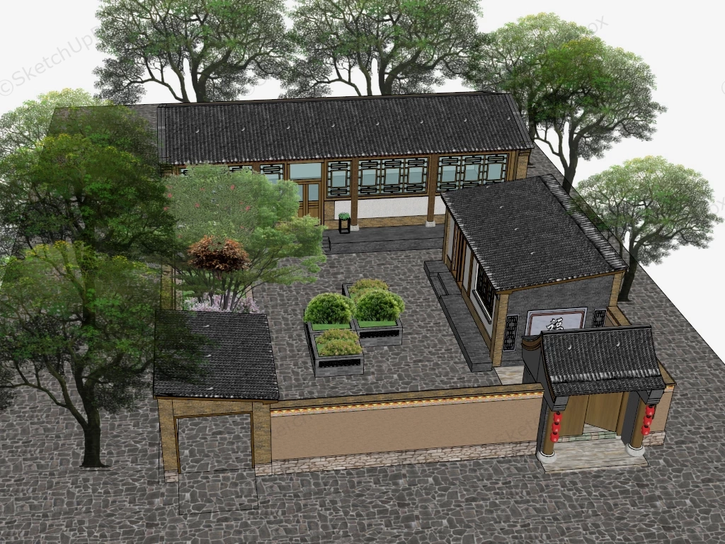 Traditional Chinese Folk House sketchup model preview - SketchupBox