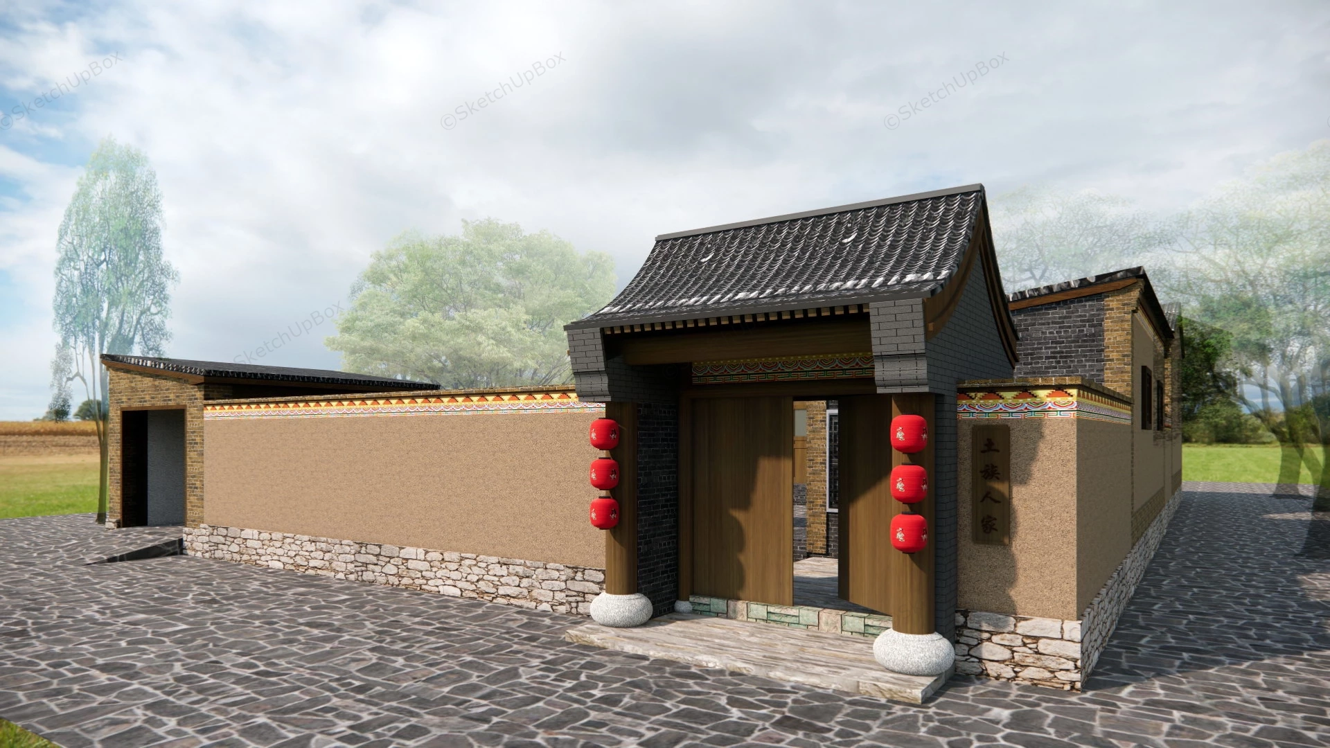 Traditional Chinese Folk House sketchup model preview - SketchupBox