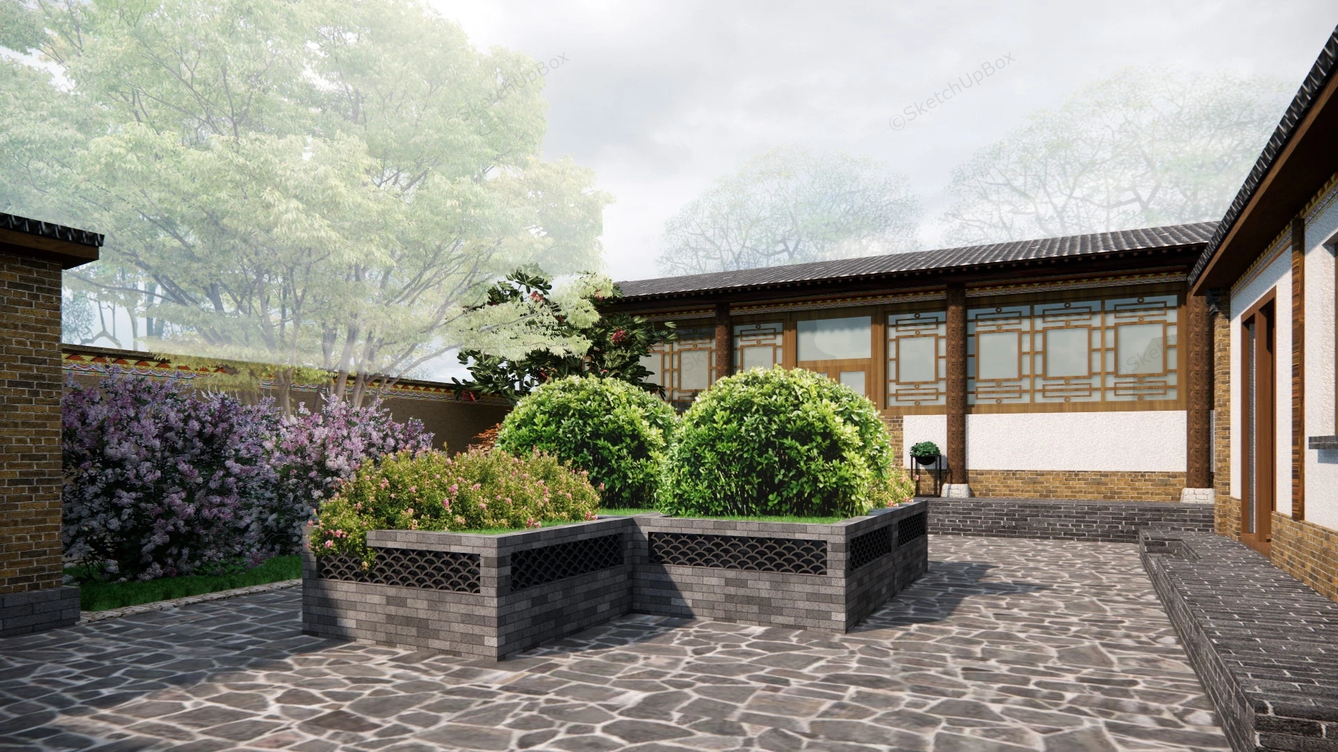 Traditional Chinese Folk House sketchup model preview - SketchupBox