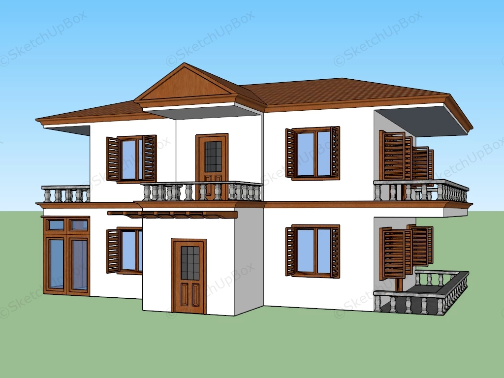 2 Storey Residential House sketchup model preview - SketchupBox