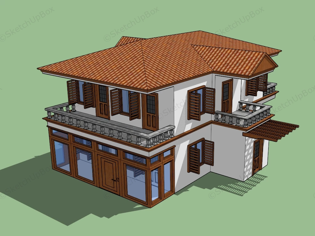 2 Storey Residential House sketchup model preview - SketchupBox