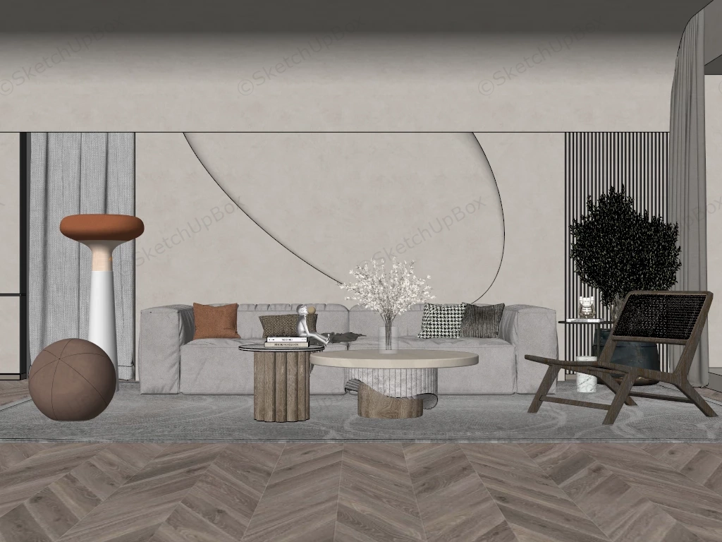 Modern Minimalist Living Room Ideas sketchup model preview - SketchupBox