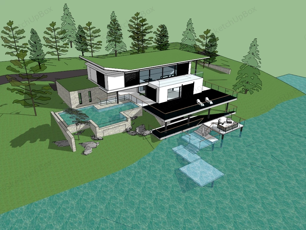 Lakeside Villa sketchup model preview - SketchupBox