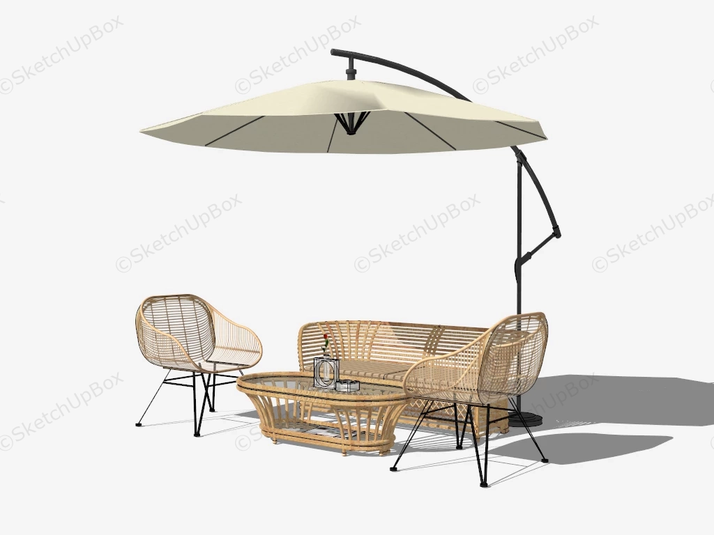 Rattan Outdoor Patio Set sketchup model preview - SketchupBox