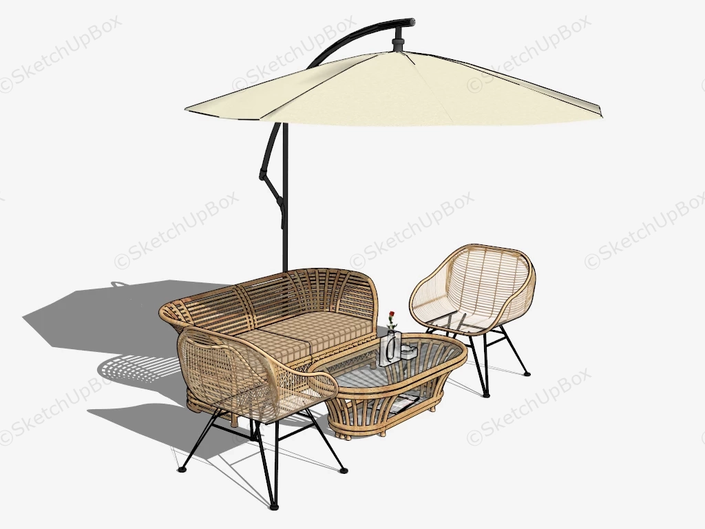 Rattan Outdoor Patio Set sketchup model preview - SketchupBox