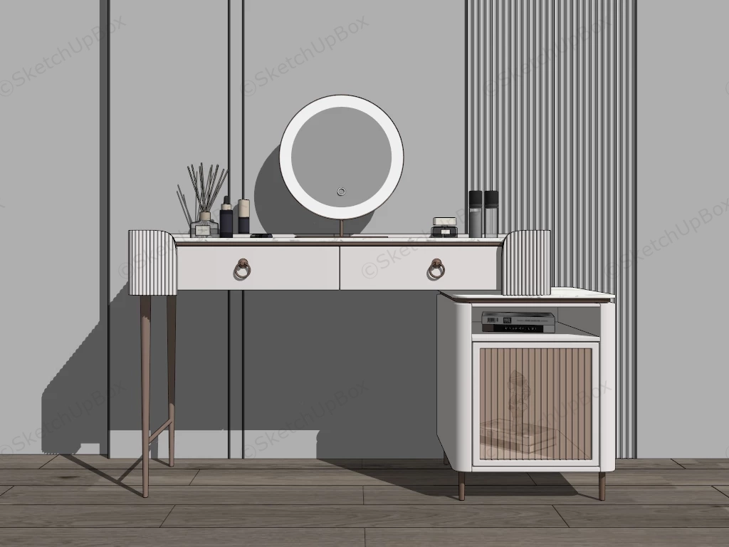 White Makeup Vanity With Lighted Mirror sketchup model preview - SketchupBox