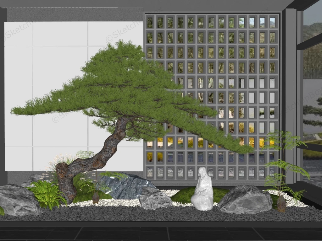 Japanese Indoor Zen Garden sketchup model preview - SketchupBox