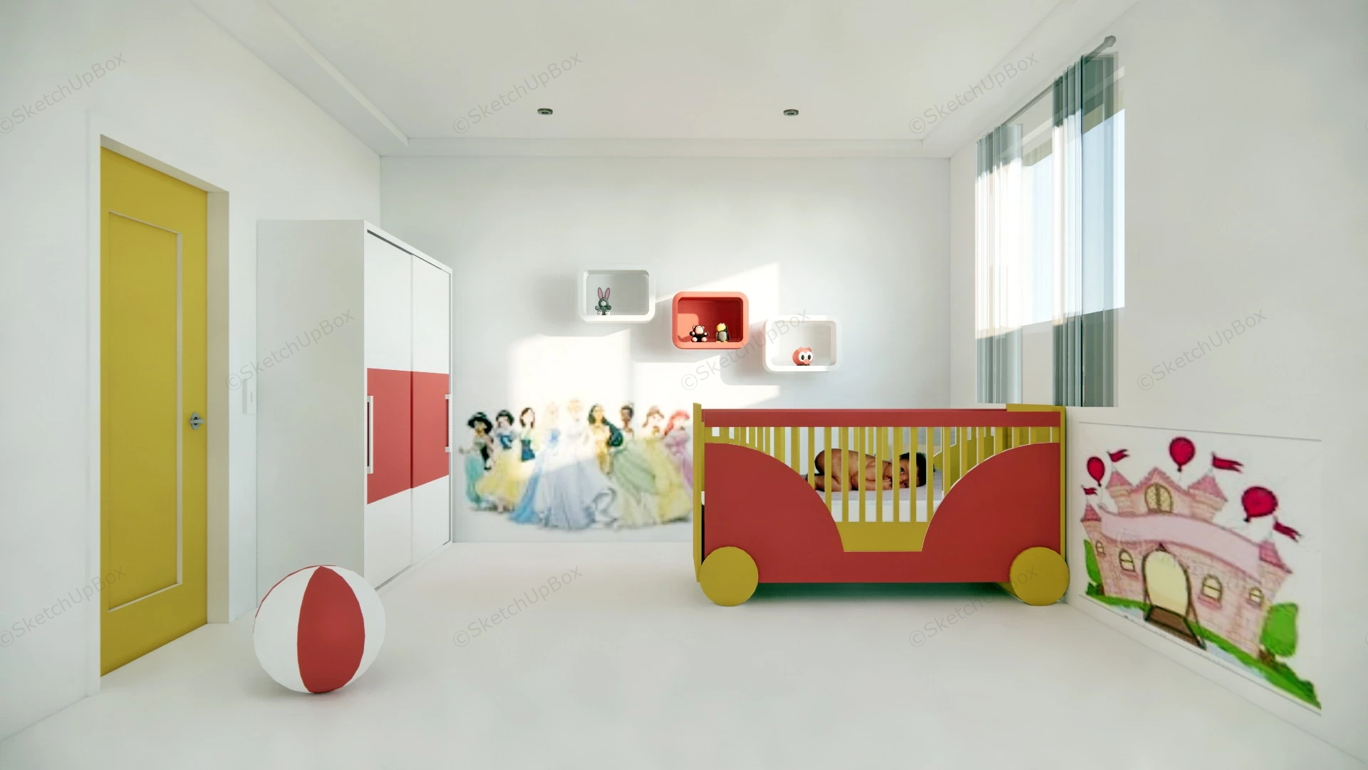 Simple Baby Room Idea sketchup model preview - SketchupBox