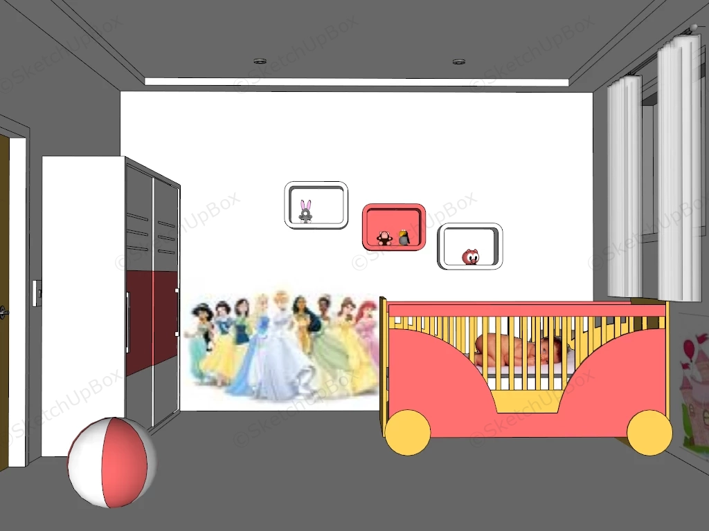 Simple Baby Room Idea sketchup model preview - SketchupBox