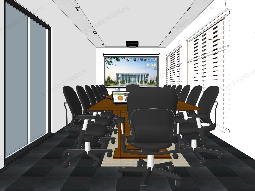 Long Narrow Conference Room Design sketchup model preview - SketchupBox