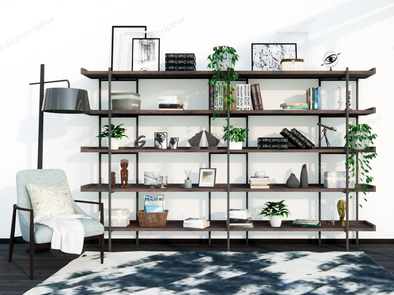 Industrial Bookshelf Display Rack sketchup model preview - SketchupBox