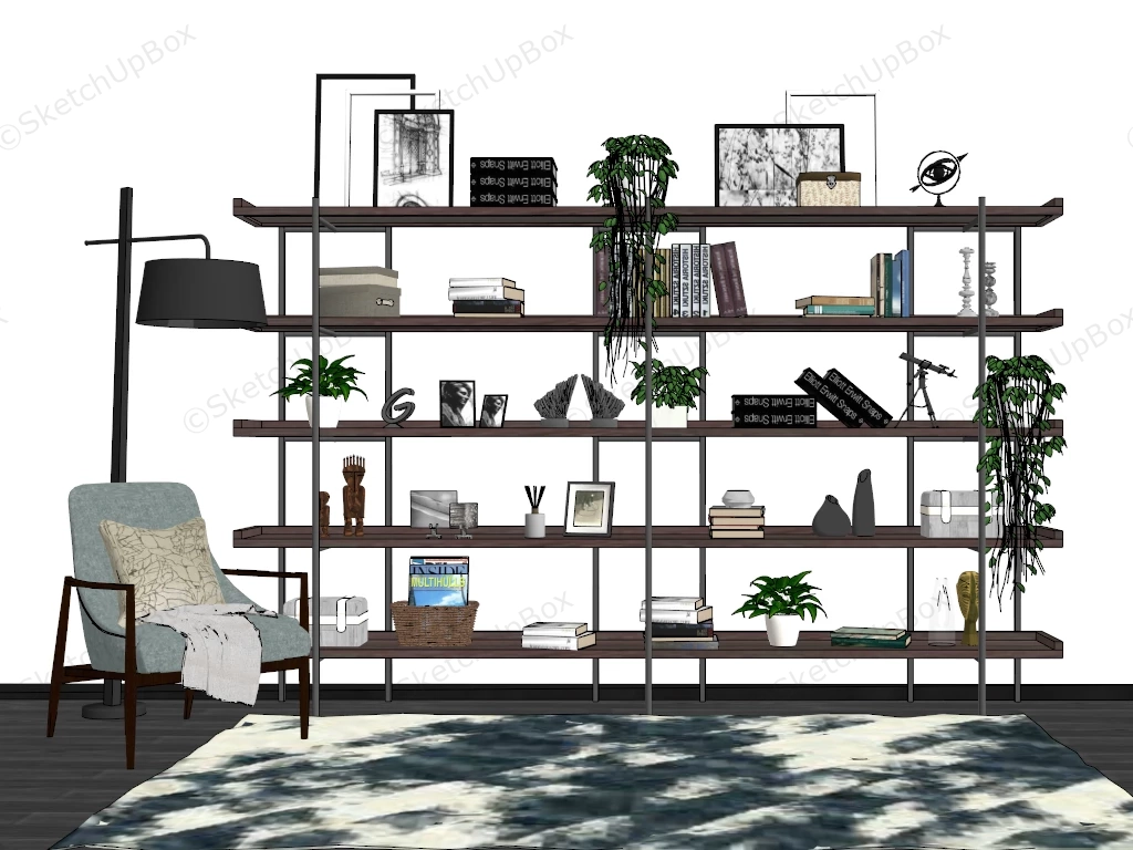 Industrial Bookshelf Display Rack sketchup model preview - SketchupBox