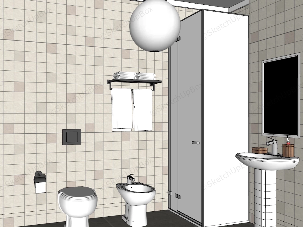 Tiny Bathroom Ideas With Shower sketchup model preview - SketchupBox