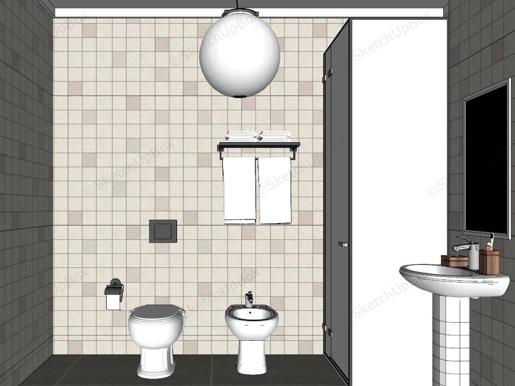 Tiny Bathroom Ideas With Shower sketchup model preview - SketchupBox