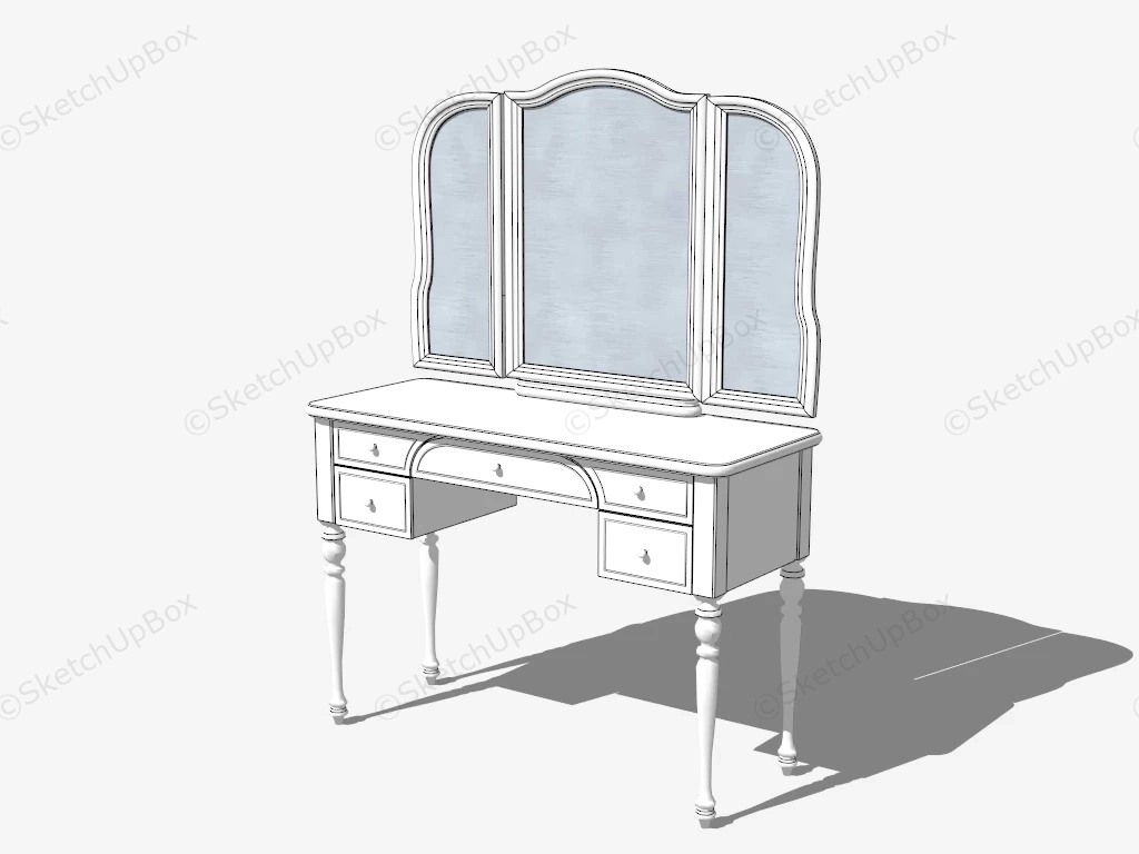 White Makeup Vanity With Mirror sketchup model preview - SketchupBox