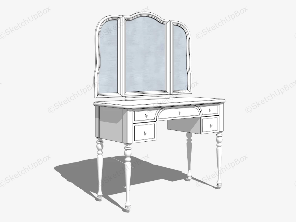 White Makeup Vanity With Mirror sketchup model preview - SketchupBox