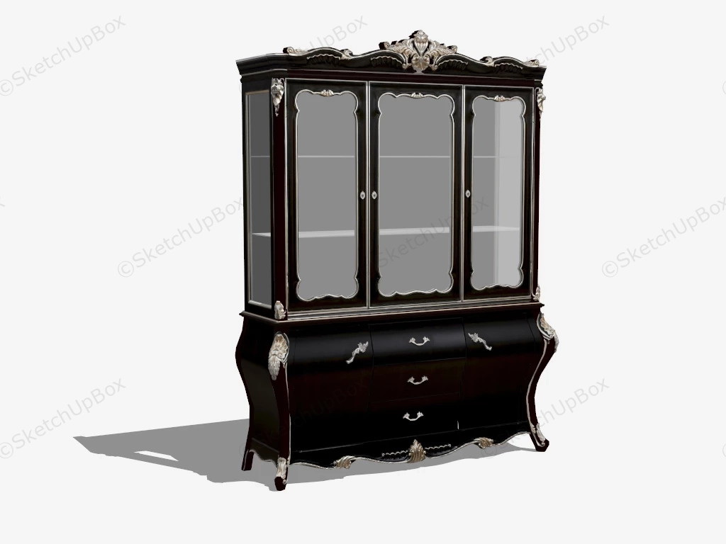 Antique Victorian Breakfront Cabinet sketchup model preview - SketchupBox