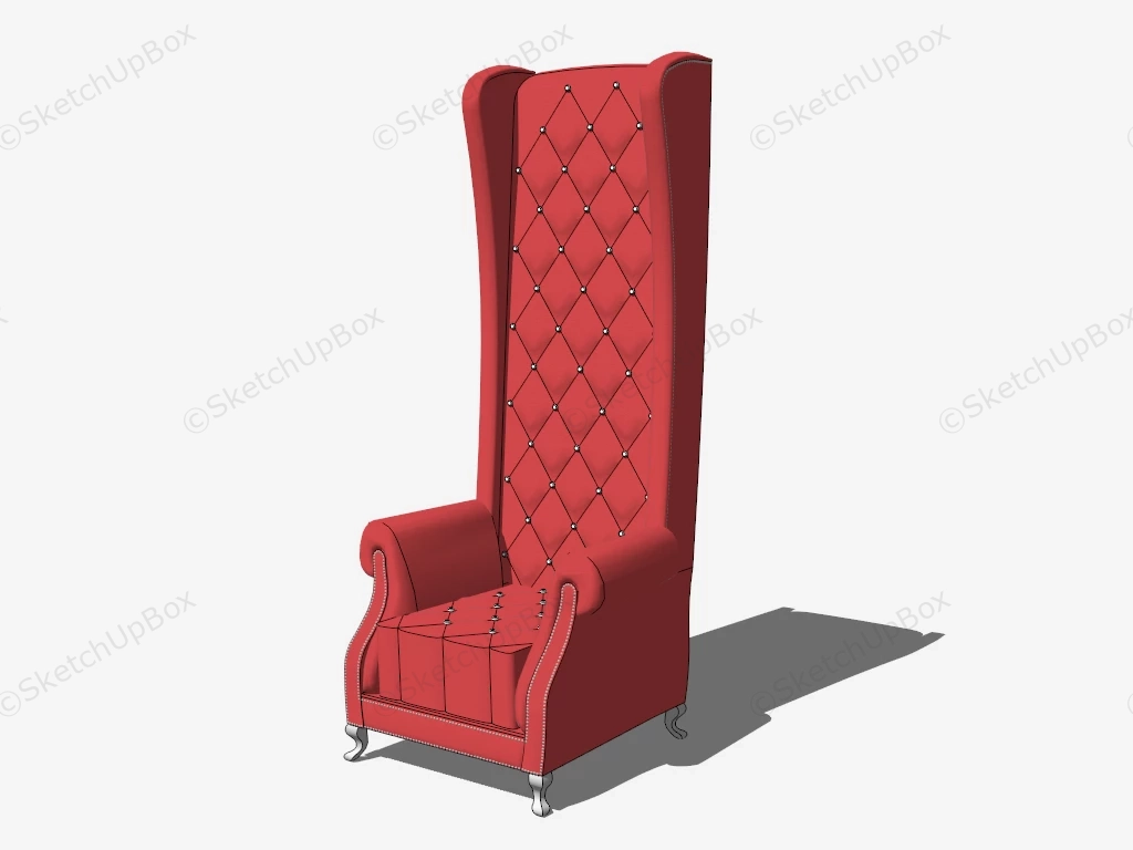 Red Velvet Tall Wingback Chair sketchup model preview - SketchupBox