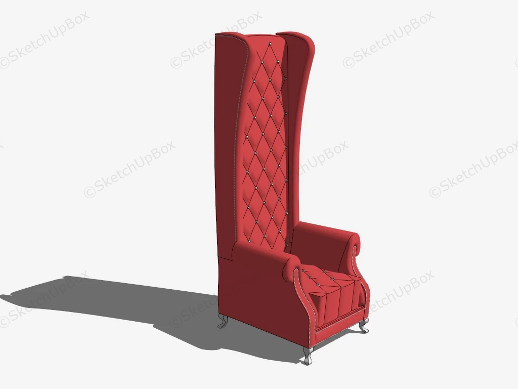 Red Velvet Tall Wingback Chair sketchup model preview - SketchupBox