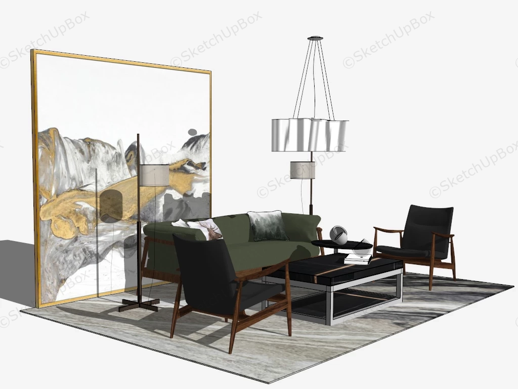 Scandinavian Living Room Idea sketchup model preview - SketchupBox