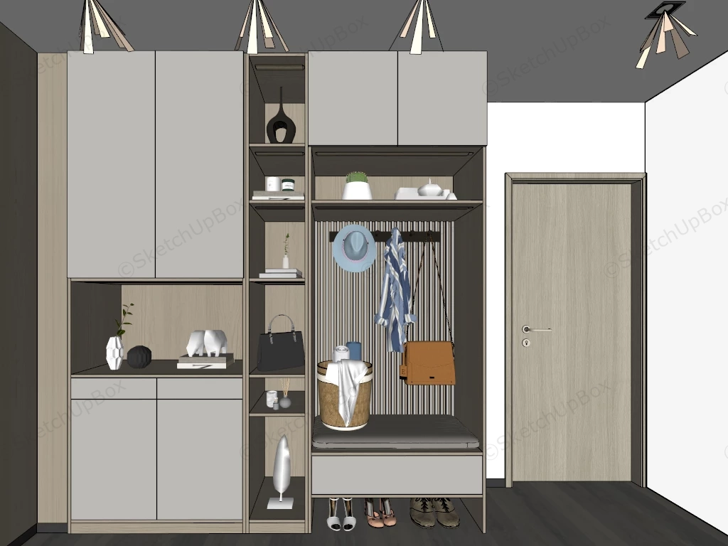 Entryway Storage Ideas sketchup model preview - SketchupBox