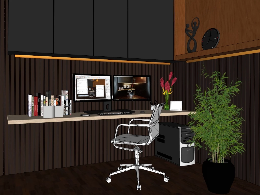 Corner Home Office Idea sketchup model preview - SketchupBox