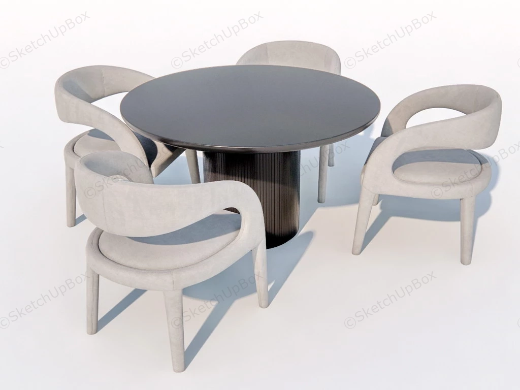 Round Dining Table Set sketchup model preview - SketchupBox