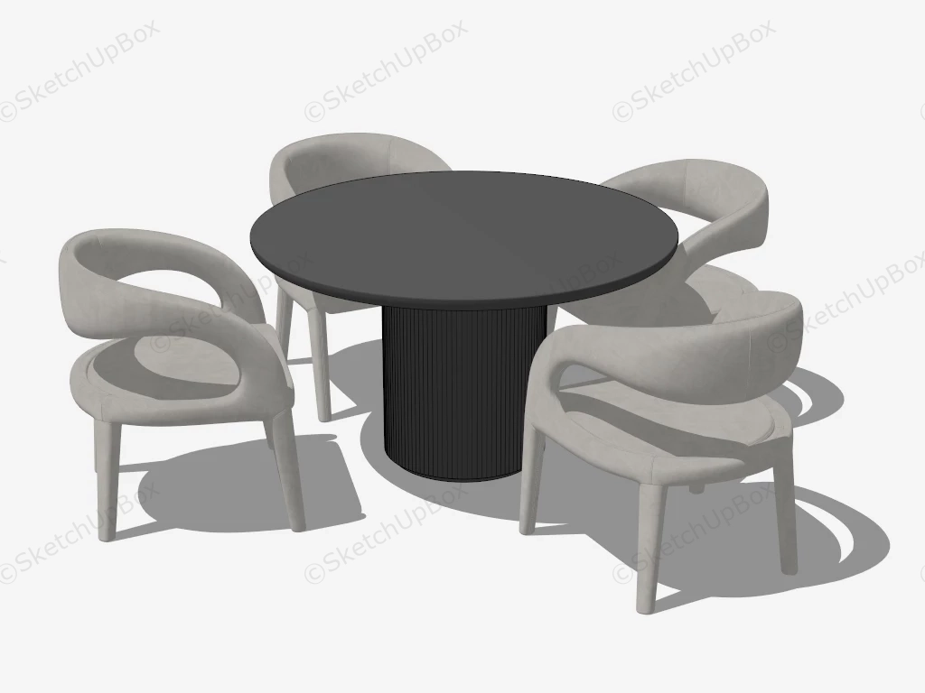 Round Dining Table Set sketchup model preview - SketchupBox