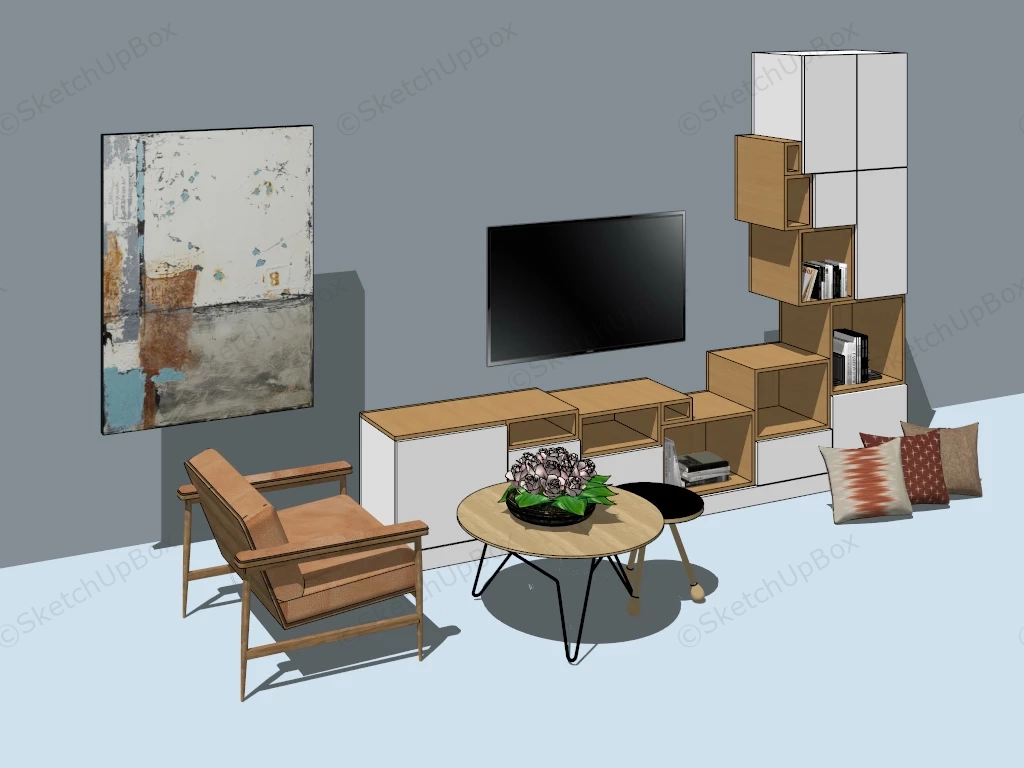 Tv Wall Units Living Room Furniture sketchup model preview - SketchupBox