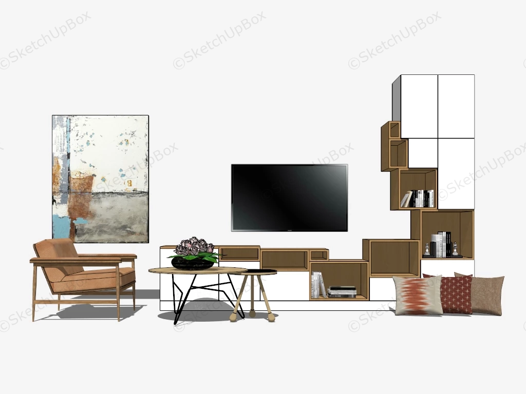 Tv Wall Units Living Room Furniture sketchup model preview - SketchupBox